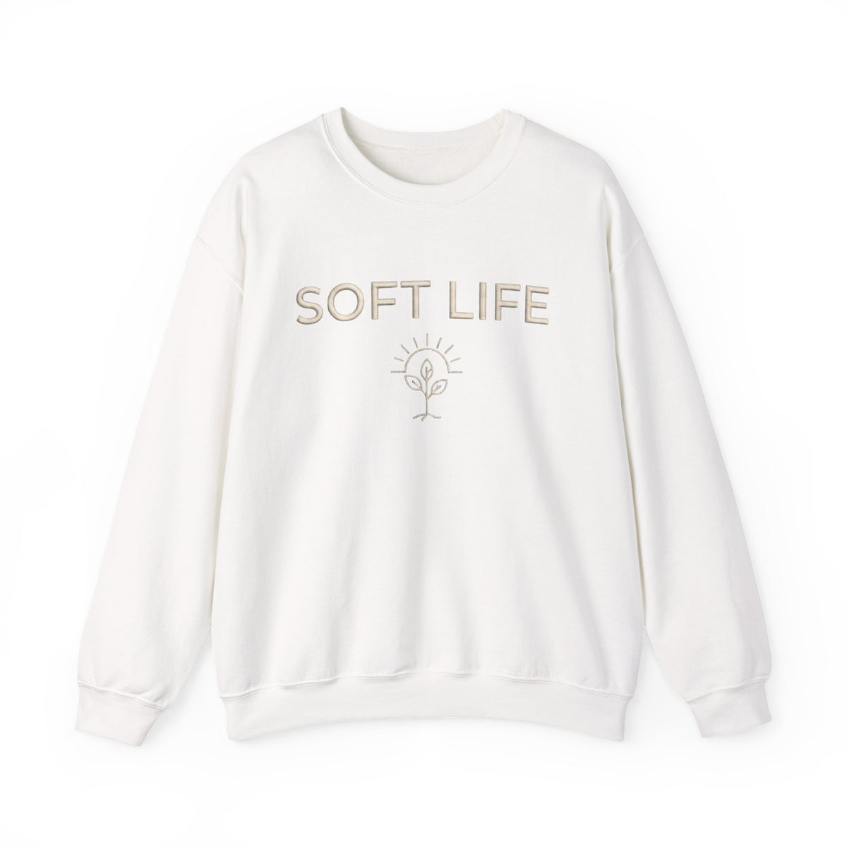 Soft Life Crewneck Sweatshirt — Minimal Floral Pullover | Cozy Aesthetic | Self-Care Gift for Women