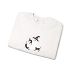 Halloween Moon Cat Crewneck Sweatshirt — Witch Hat & Black Cats Graphic
