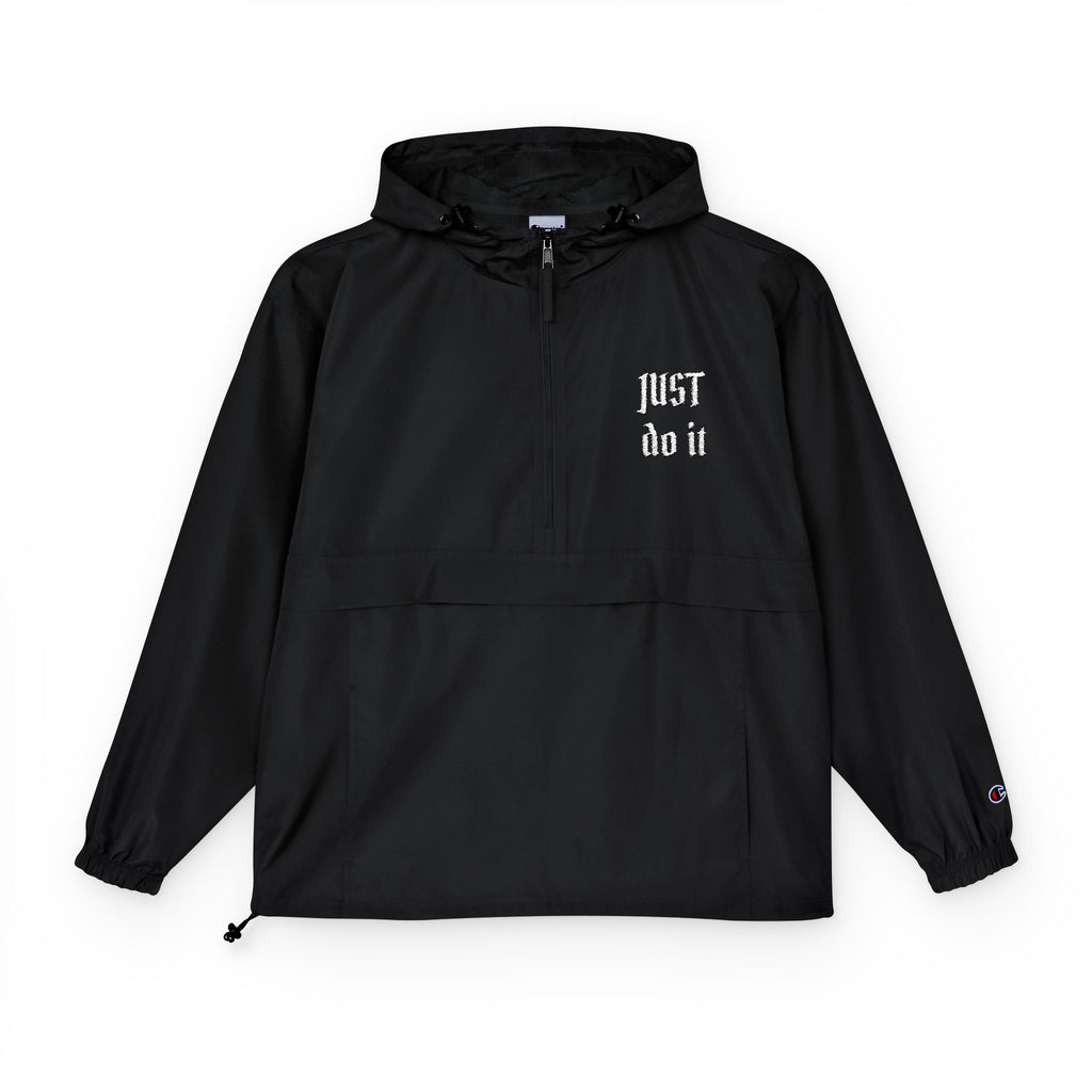 Packable Windbreaker Jacket — Orange Anorak with Small Chest Graphic