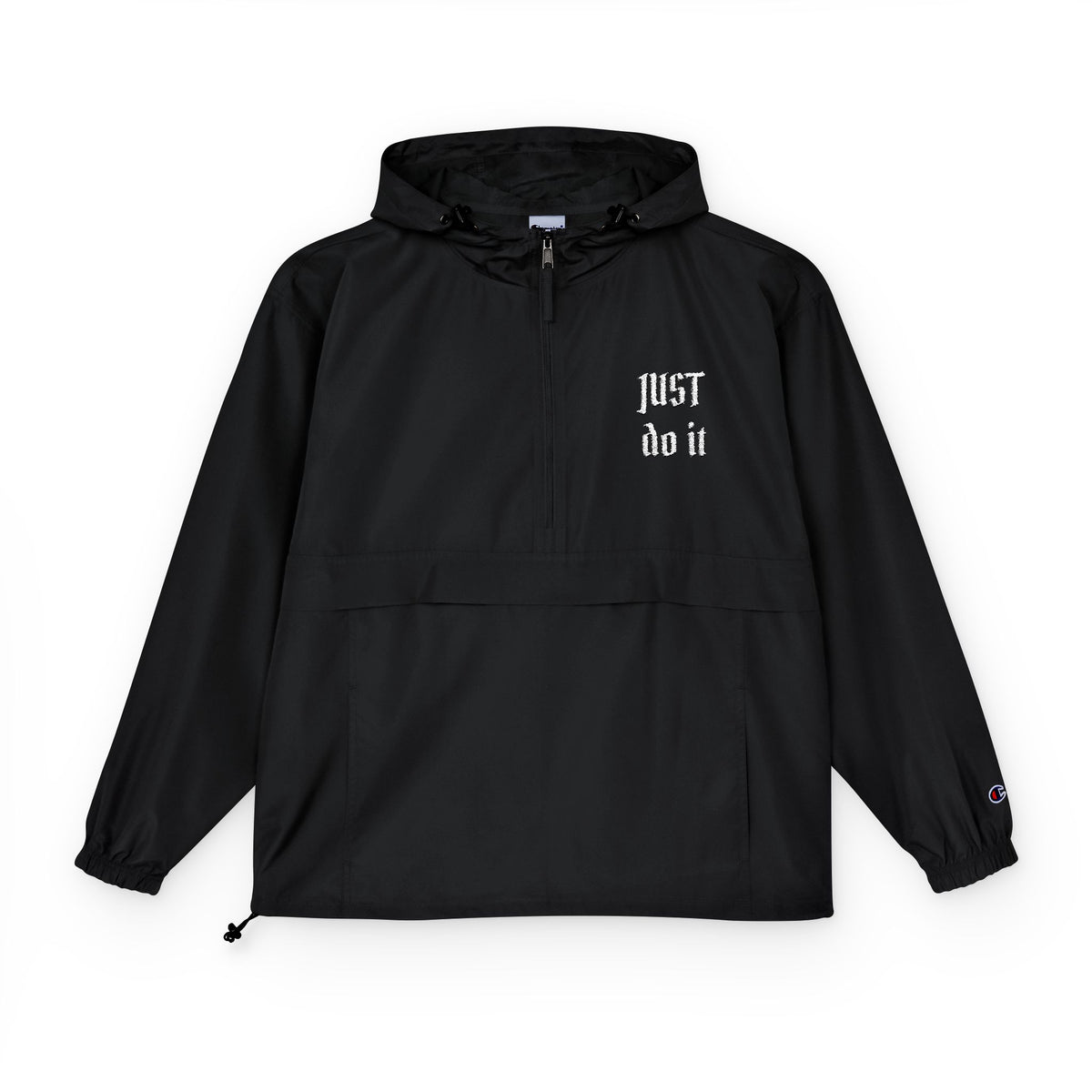 Packable Windbreaker Jacket — Orange Anorak with Small Chest Graphic