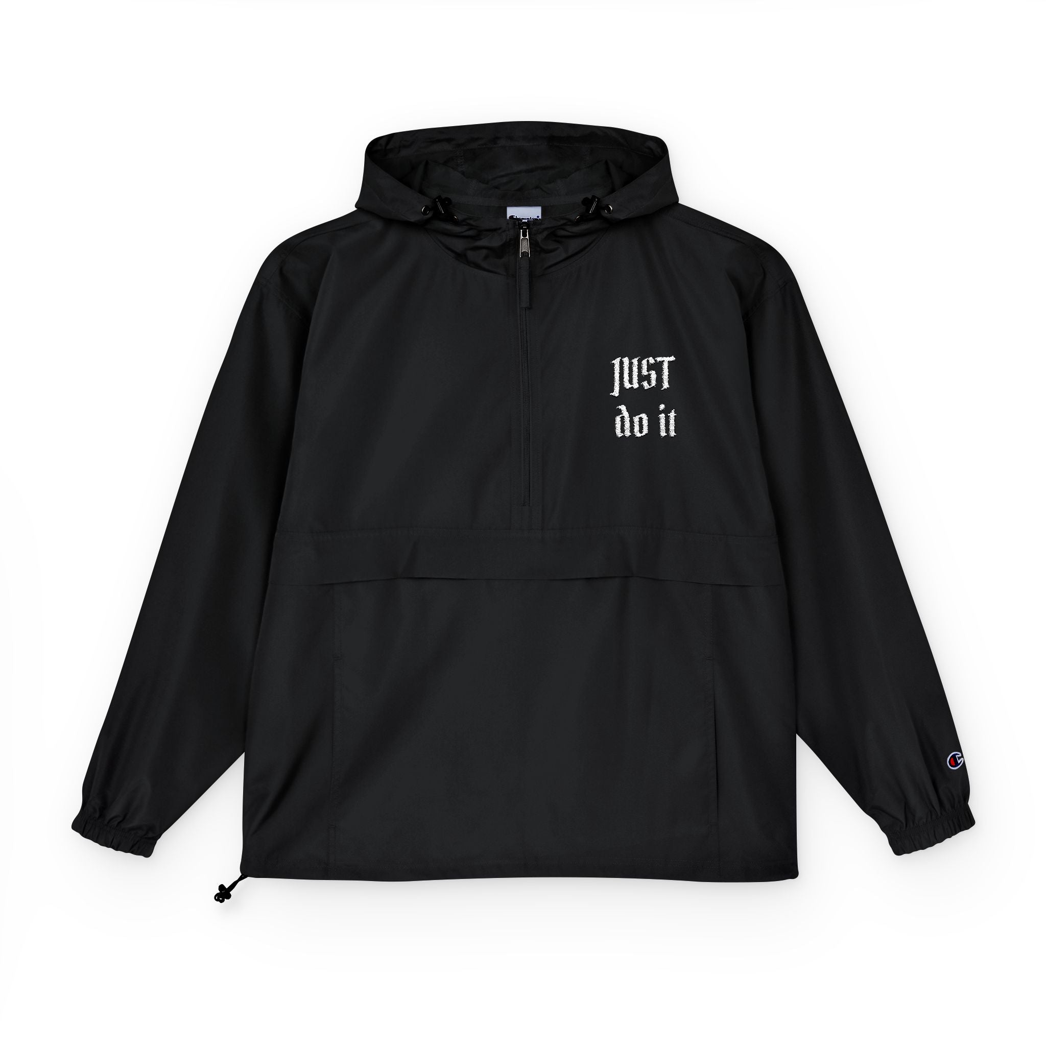 Packable Windbreaker Jacket — Orange Anorak with Small Chest Graphic