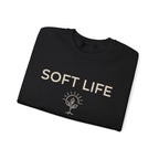 Soft Life Crewneck Sweatshirt — Minimal Floral Graphic Pullover for Women