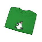 Halloween Moon Cat Crewneck Sweatshirt — Witch Hat & Black Cats Graphic