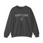 Soft Life Crewneck Sweatshirt — Minimal Floral Graphic Pullover for Women