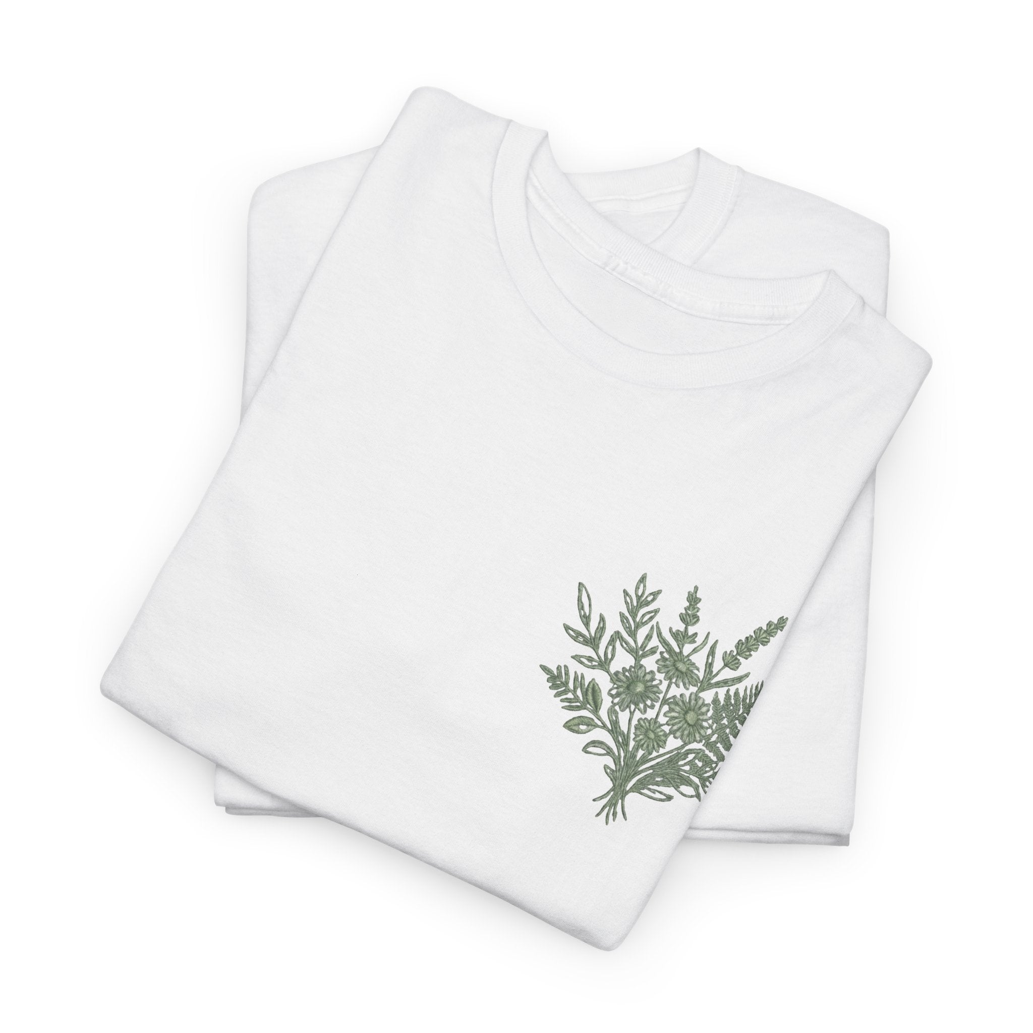 Botanical Fern Bouquet T-Shirt — Green Floral Nature Graphic Tee for Women