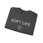 Soft Life Crewneck Sweatshirt — Minimal Floral Graphic Pullover for Women