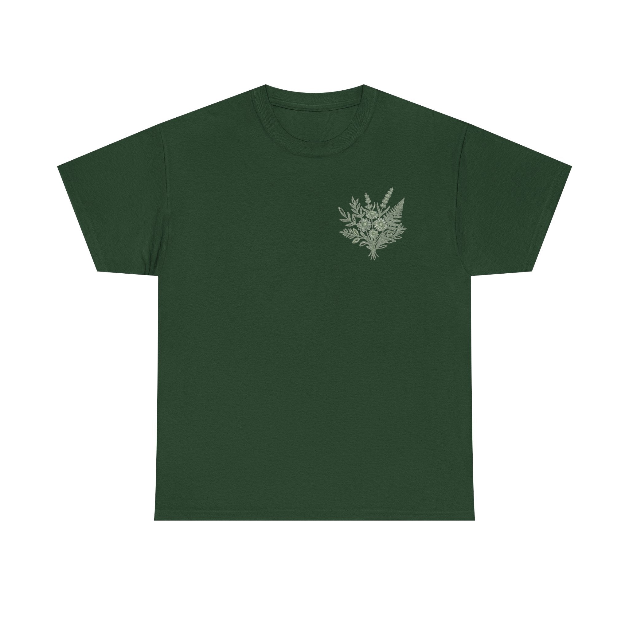 Botanical Fern Bouquet T-Shirt — Green Floral Nature Graphic Tee for Women