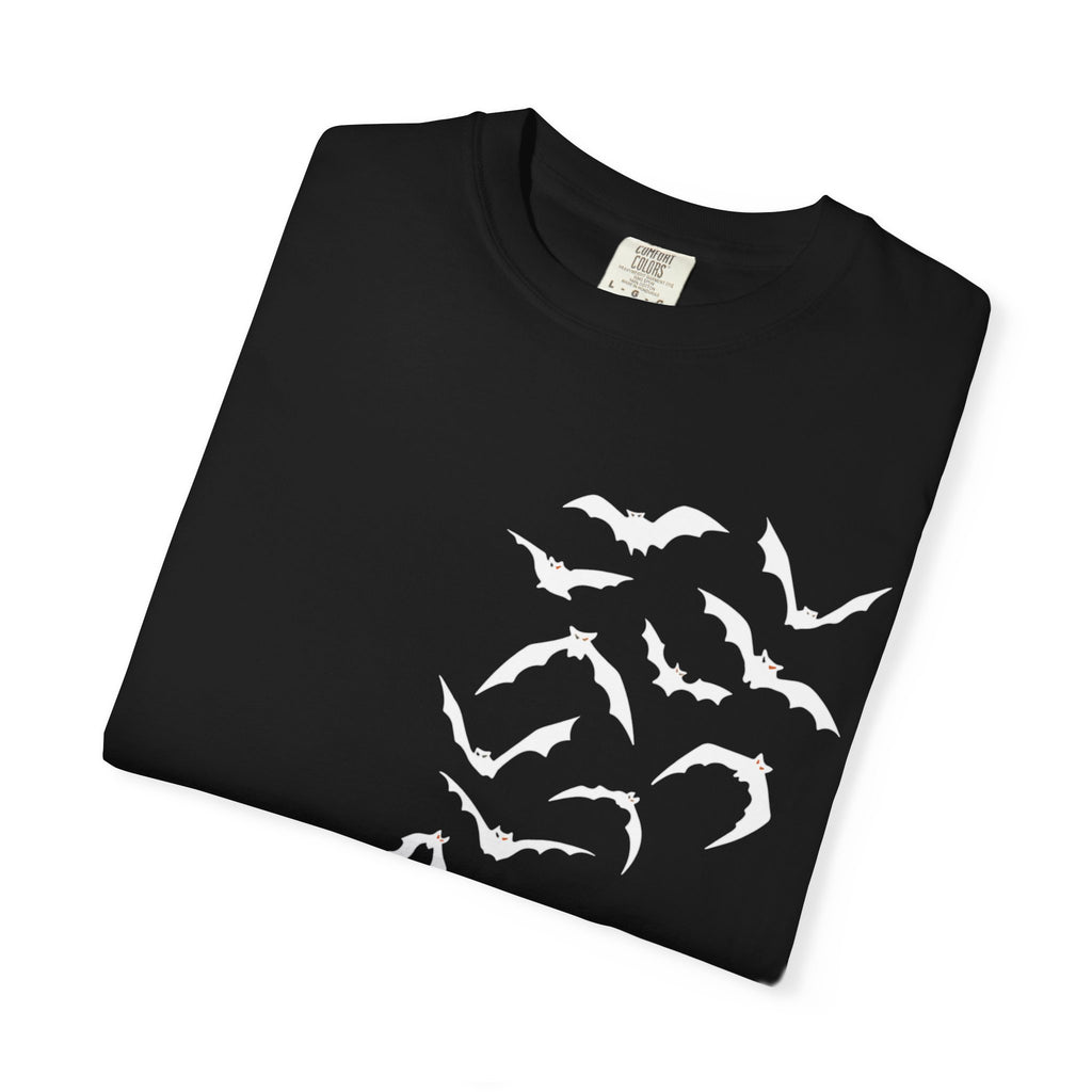 Bat Flock Graphic T-Shirt — Halloween & Gothic Nature Tee