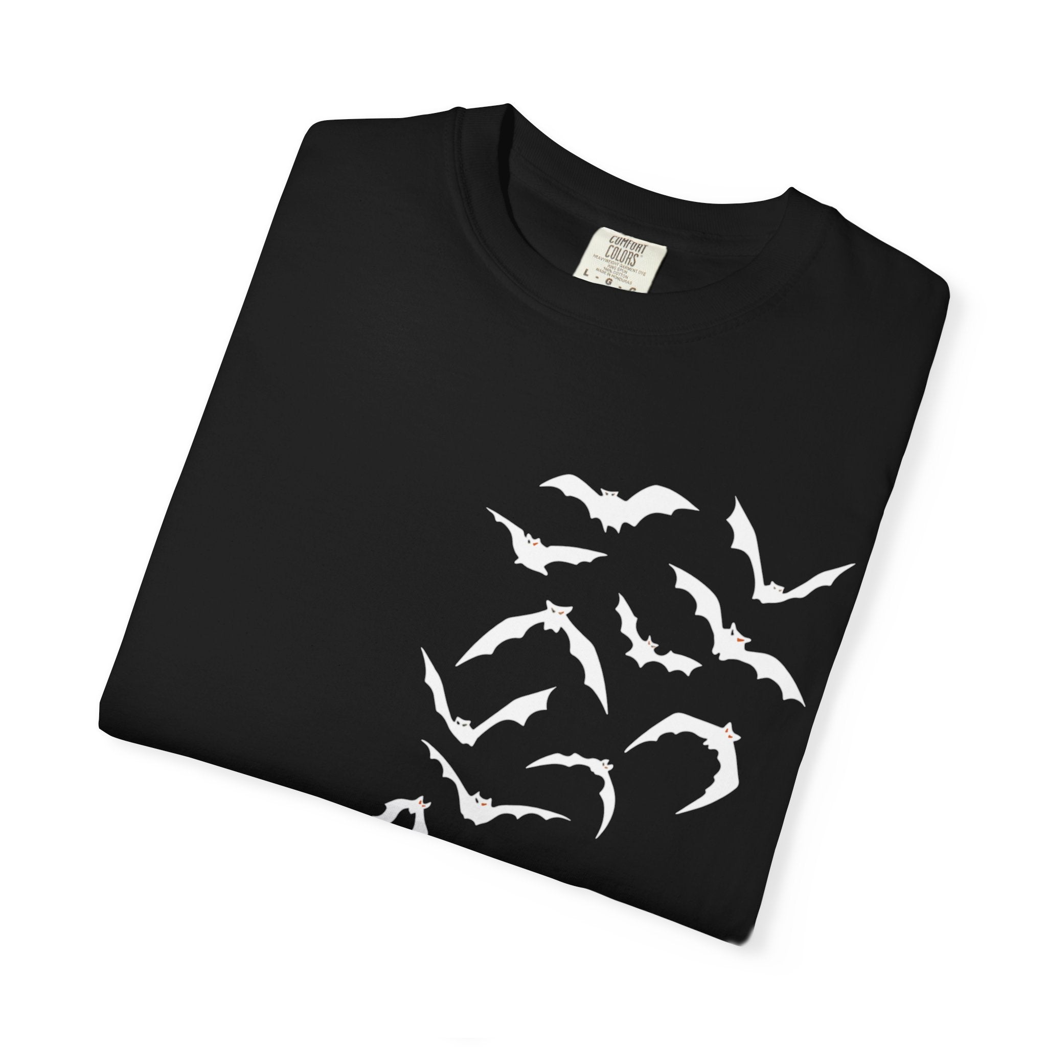 Bat Flock Graphic T-Shirt — Halloween & Gothic Nature Tee