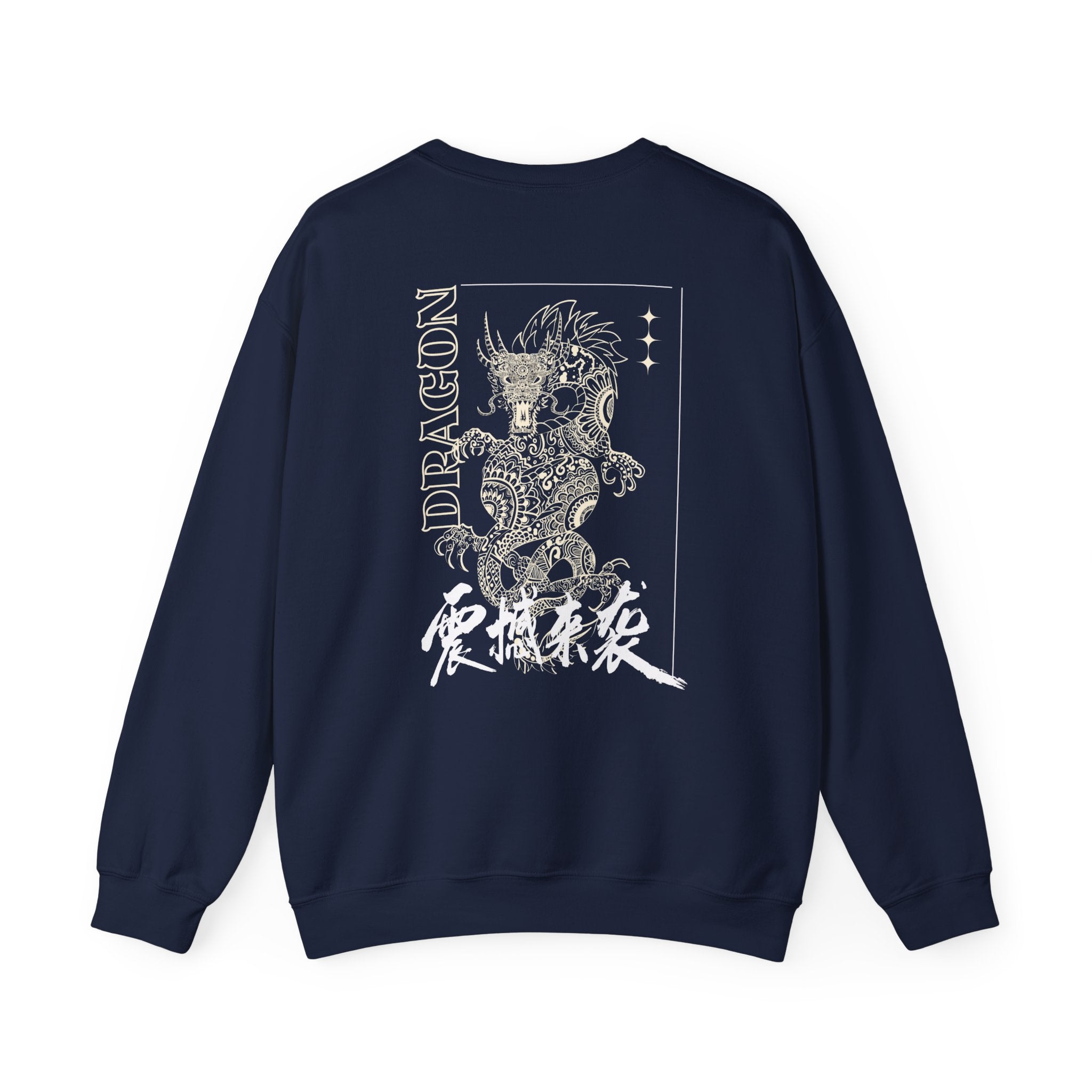 Dragon Graphic Crewneck Sweatshirt — Vintage Asian-Inspired Dragon Design