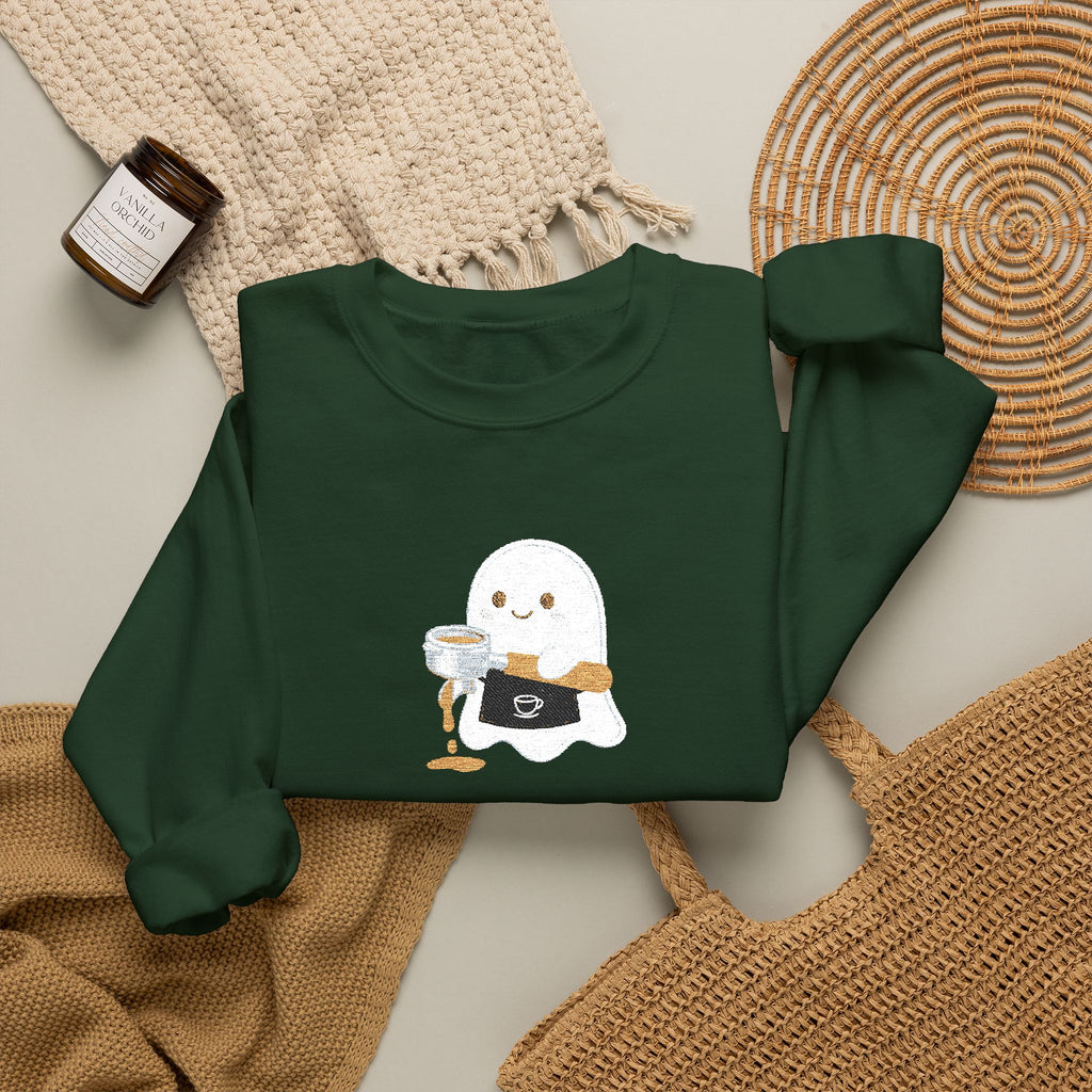 Ghost Waiter Sweatshirt – Cute Ghost Holding Cocktail Crewneck