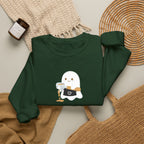 Ghost Waiter Sweatshirt – Cute Ghost Holding Cocktail Crewneck