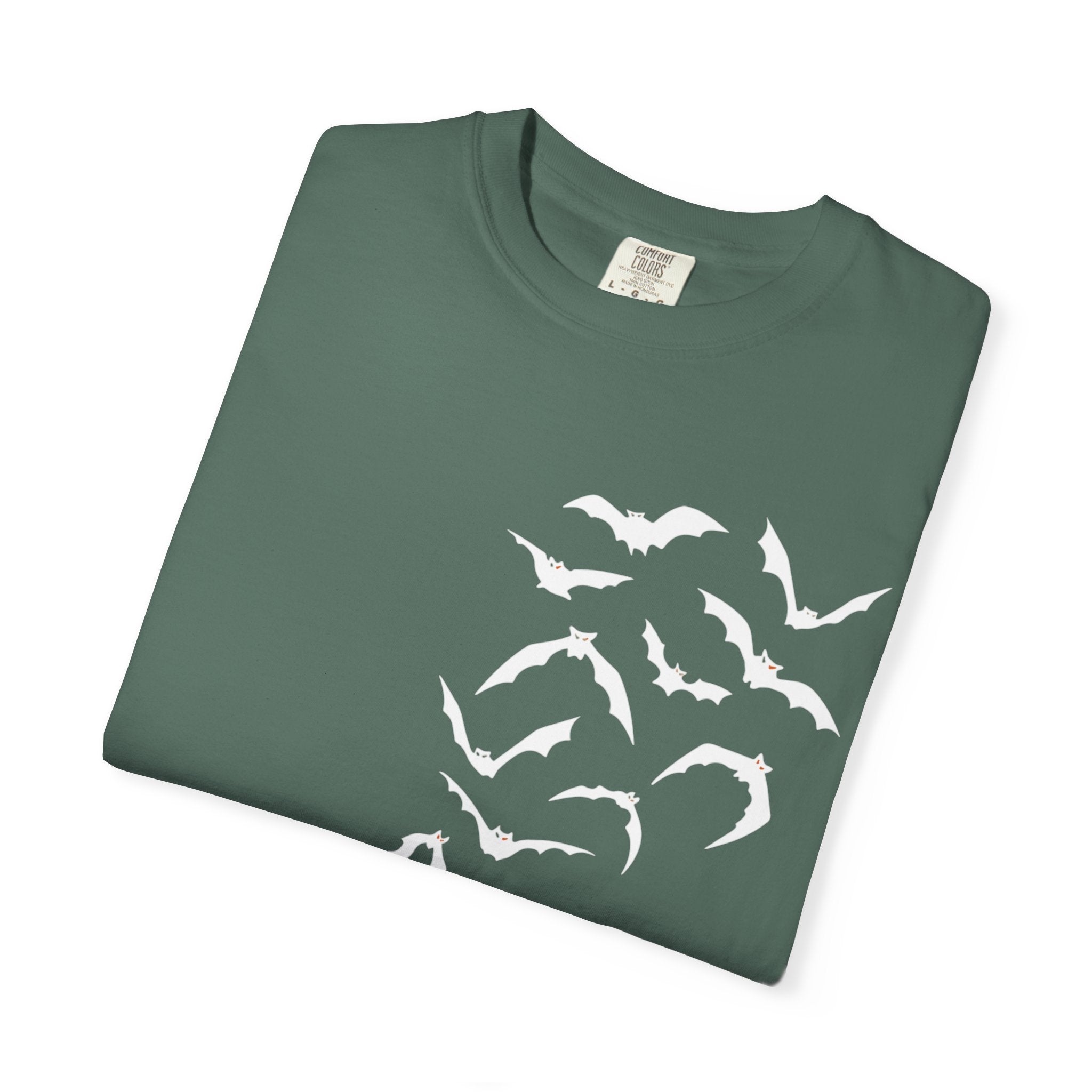 Bat Flock Graphic T-Shirt — Halloween & Gothic Nature Tee