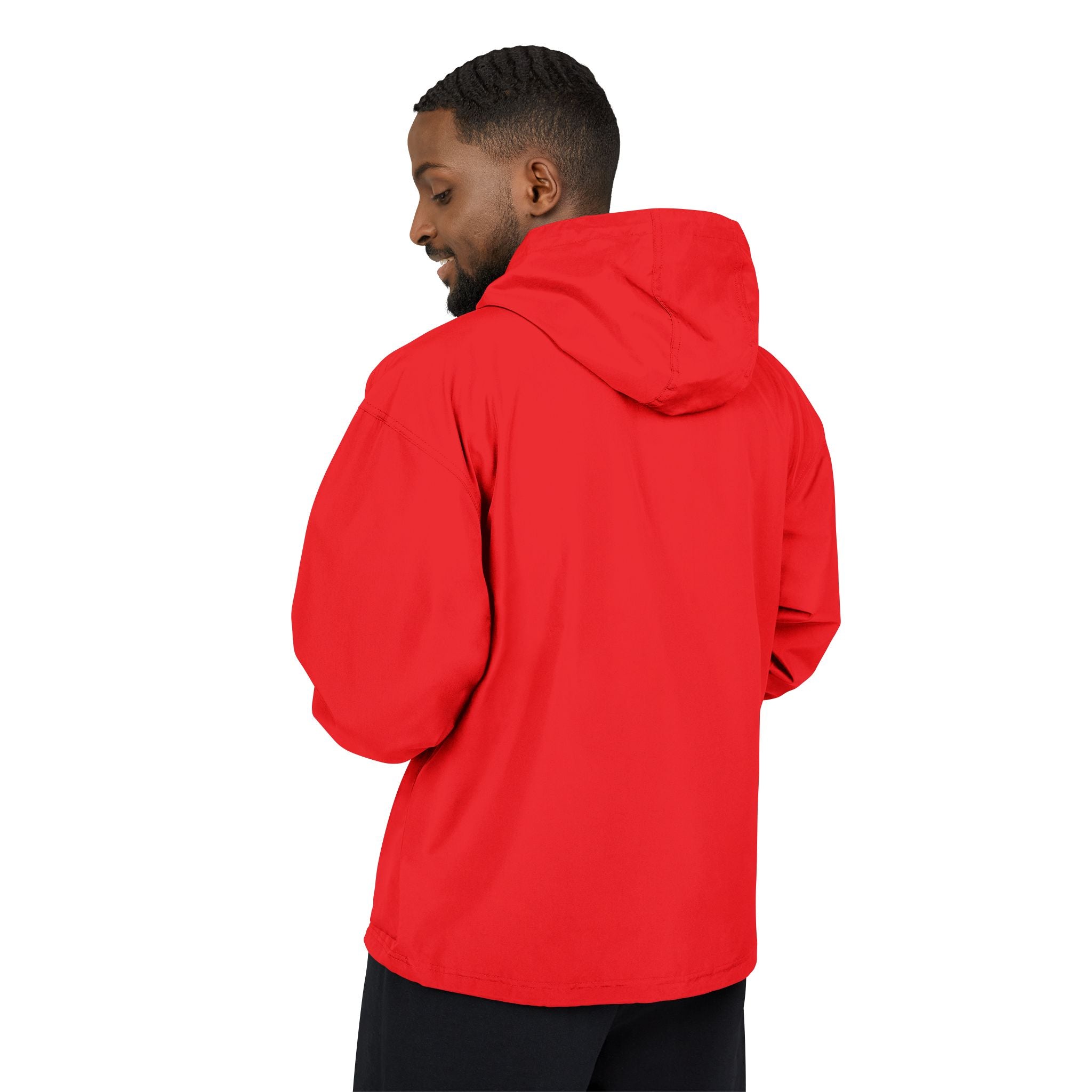 Packable Windbreaker Jacket — Orange Anorak with Small Chest Graphic