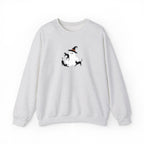 Halloween Moon Cat Crewneck Sweatshirt — Witch Hat & Black Cats Graphic