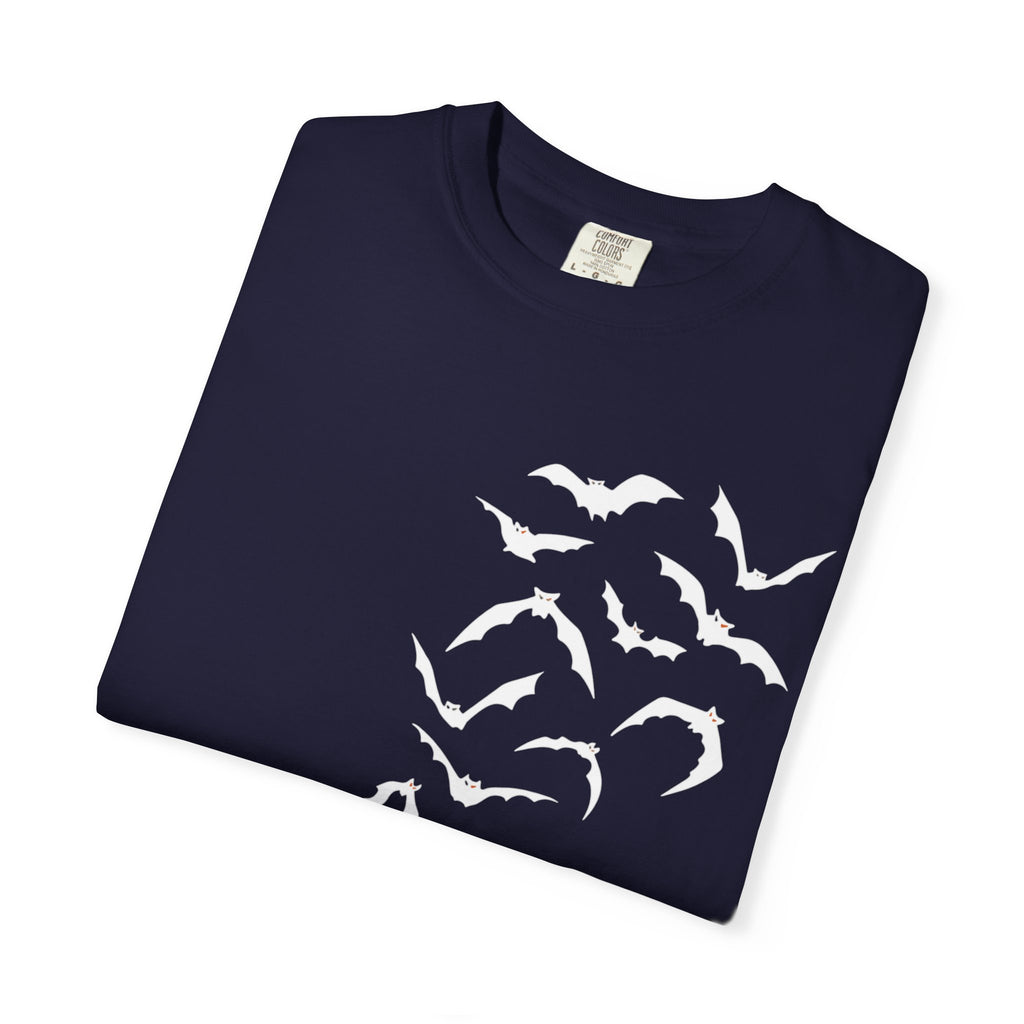 Bat Flock Graphic T-Shirt — Halloween & Gothic Nature Tee