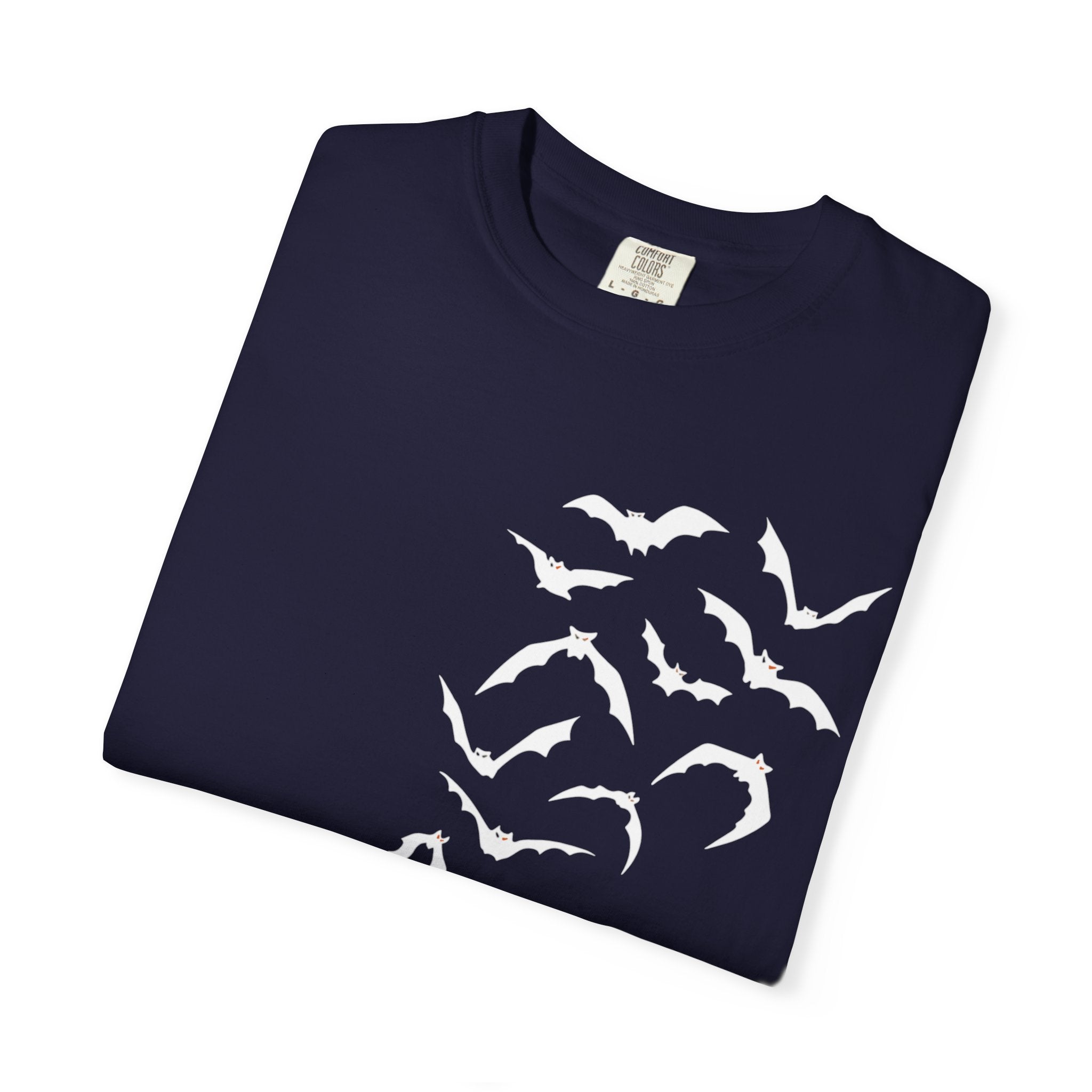Bat Flock Graphic T-Shirt — Halloween & Gothic Nature Tee