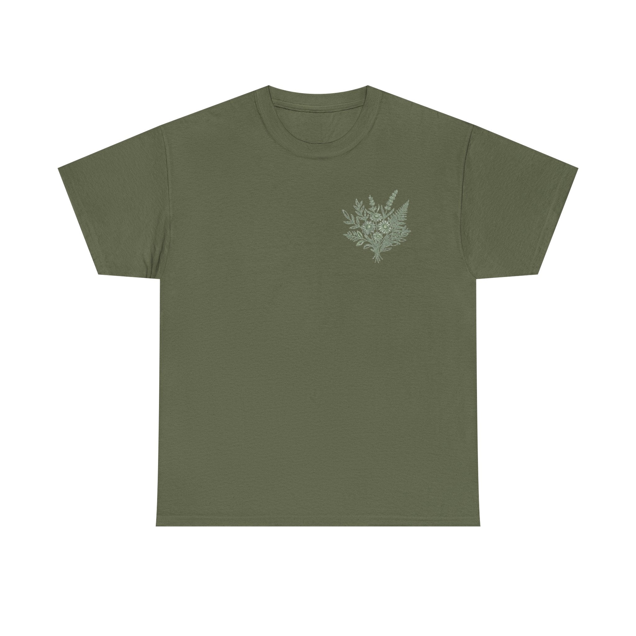 Botanical Fern Bouquet T-Shirt — Green Floral Nature Graphic Tee for Women