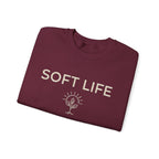 Soft Life Crewneck Sweatshirt — Minimal Floral Graphic Pullover for Women