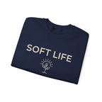 Soft Life Crewneck Sweatshirt — Minimal Floral Graphic Pullover for Women