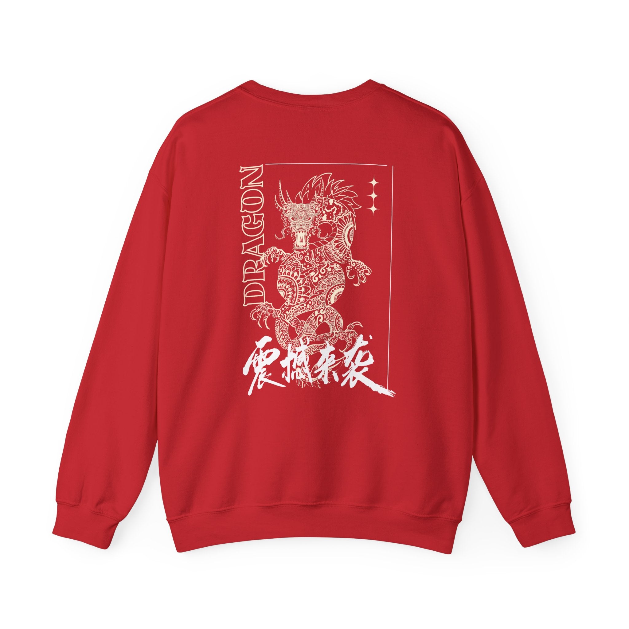 Dragon Graphic Crewneck Sweatshirt — Vintage Asian-Inspired Dragon Design