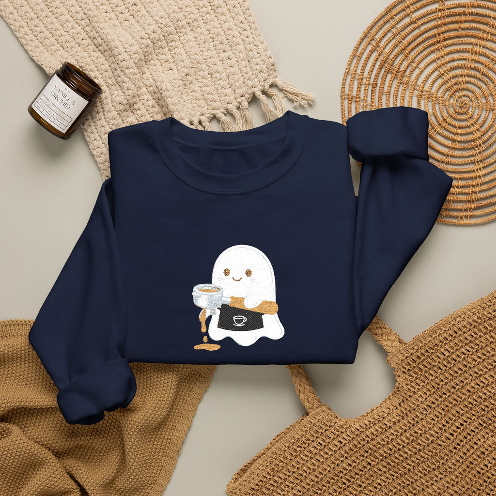 Ghost Waiter Sweatshirt – Cute Ghost Holding Cocktail Crewneck