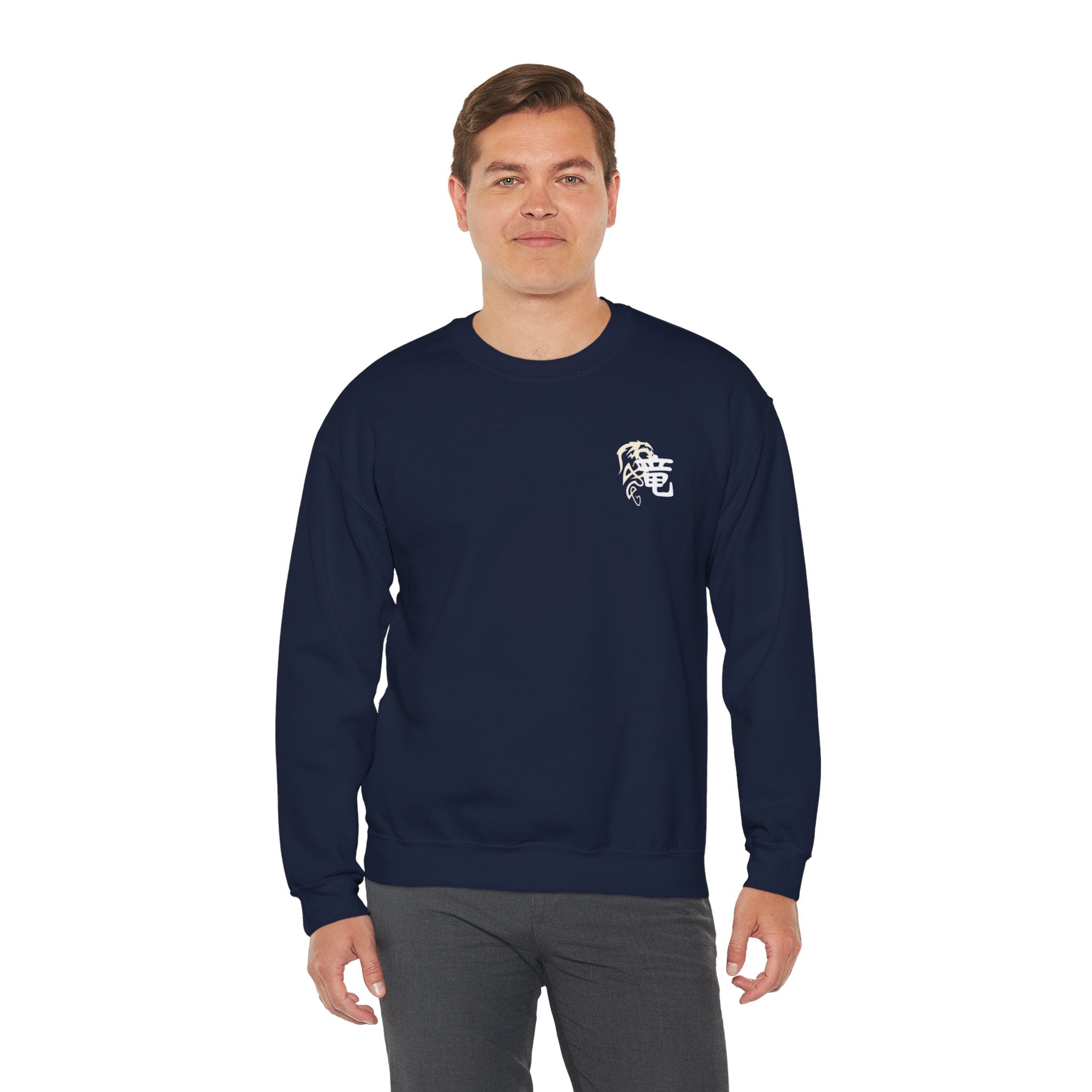 Dragon Graphic Crewneck Sweatshirt — Vintage Asian-Inspired Dragon Design
