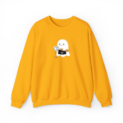 Ghost Waiter Sweatshirt – Cute Ghost Holding Cocktail Crewneck