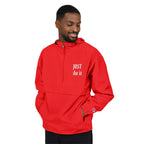 Packable Windbreaker Jacket — Orange Anorak with Small Chest Graphic
