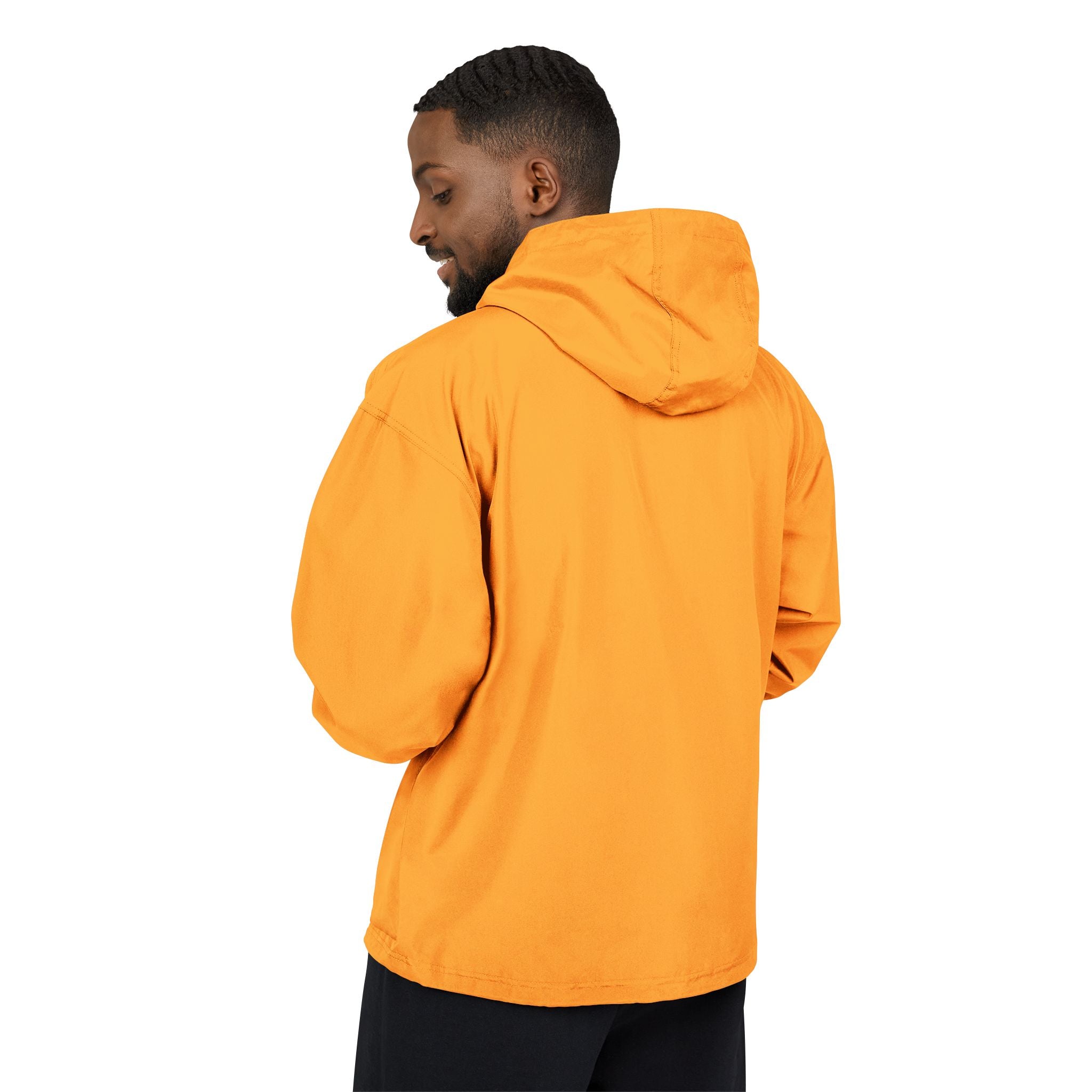 Packable Windbreaker Jacket — Orange Anorak with Small Chest Graphic
