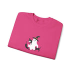 Halloween Moon Cat Crewneck Sweatshirt — Witch Hat & Black Cats Graphic