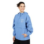 Packable Windbreaker Jacket — Orange Anorak with Small Chest Graphic
