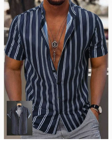 Men's Hawaiian Style 3D Floral Print Button Pocket Short-Sleeve Shirt