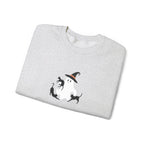 Halloween Moon Cat Crewneck Sweatshirt — Witch Hat & Black Cats Graphic