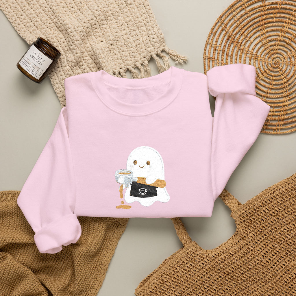 Ghost Waiter Sweatshirt – Cute Ghost Holding Cocktail Crewneck