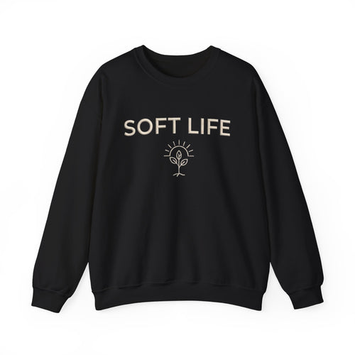 Soft Life Crewneck Sweatshirt — Minimal Floral Graphic Pullover for Women
