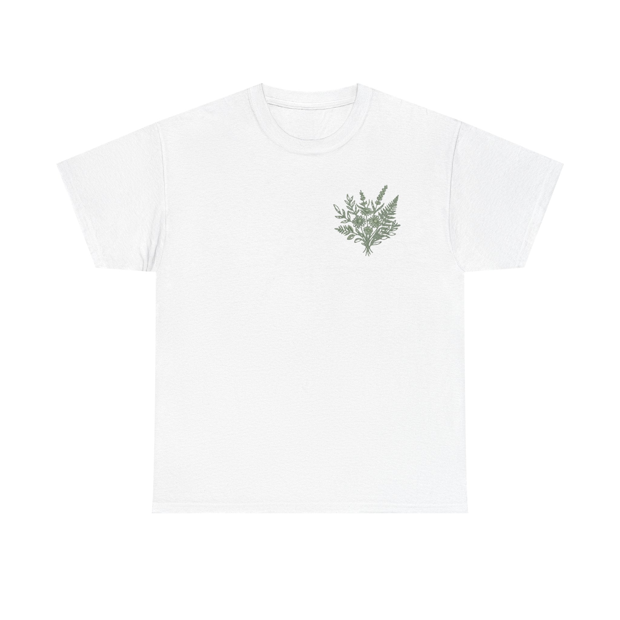 Botanical Fern Bouquet T-Shirt — Green Floral Nature Graphic Tee for Women