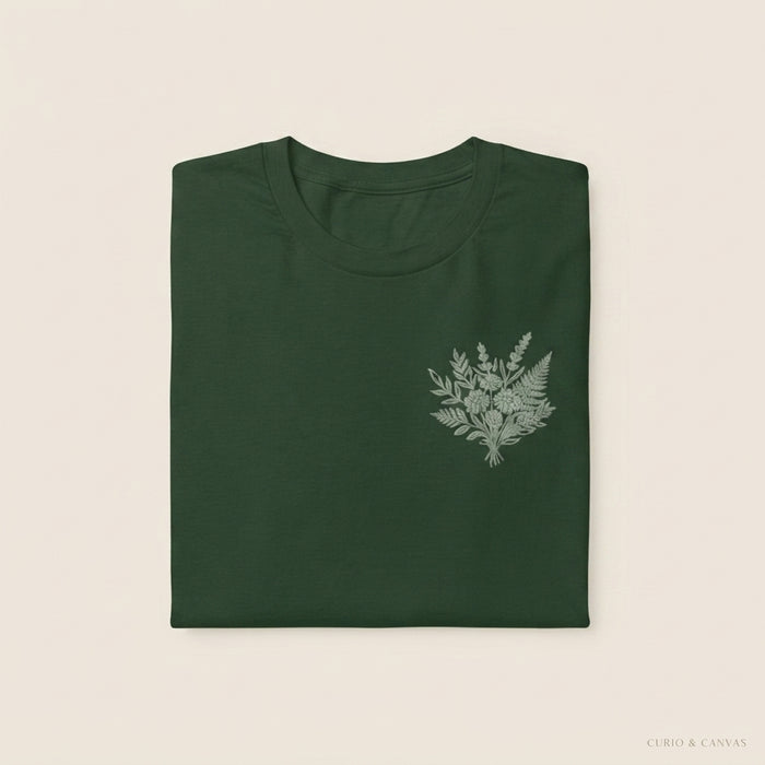 Botanical Fern Bouquet T-Shirt — Floral Nature Graphic Tee | Plant Mom Gift | Cottagecore Aesthetic