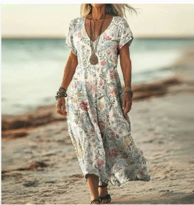 Luna Vintage Gradient Dress – A-line Long Dress for Women